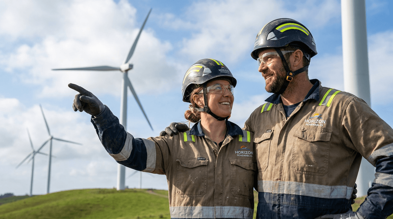 Energy consultant at wind farm site